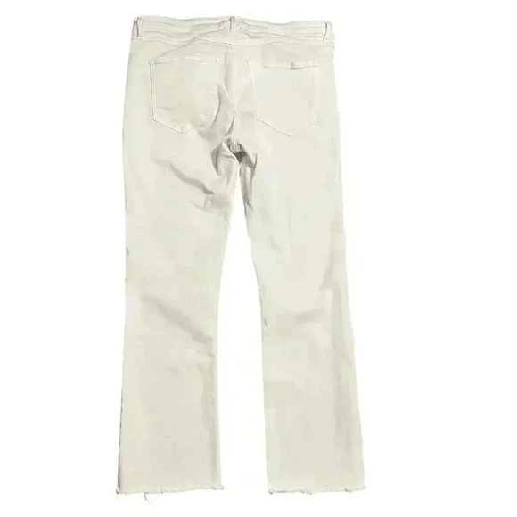 3x1 NYC Crop Boot With Raw Hem White Tear Denim Jeans Size 31 Straight Mid $225 - Picture 2 of 6